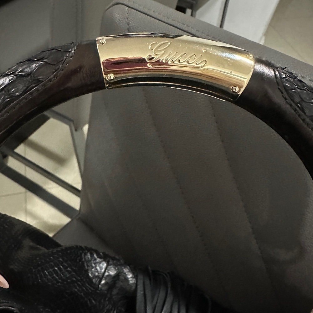 Gucci Black Python-Embossed Leather Bamboo Tassel… - image 2